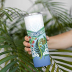 Aotearoa New Zealand Natural Plants Skinny Tumbler Pohutukawa with Silver Ferns Koru Frond Maori Tattoos