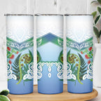 Aotearoa New Zealand Natural Plants Skinny Tumbler Pohutukawa with Silver Ferns Koru Frond Maori Tattoos
