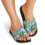Aotearoa New Zealand Natural Plants Slide Sandals Pohutukawa with Silver Ferns Koru Frond Maori Tattoos