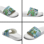 Aotearoa New Zealand Natural Plants Slide Sandals Pohutukawa with Silver Ferns Koru Frond Maori Tattoos