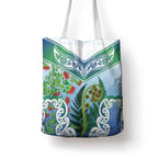 Aotearoa New Zealand Natural Plants Tote Bag Pohutukawa with Silver Ferns Koru Frond Maori Tattoos