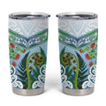 Aotearoa New Zealand Natural Plants Tumbler Cup Pohutukawa with Silver Ferns Koru Frond Maori Tattoos