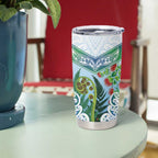 Aotearoa New Zealand Natural Plants Tumbler Cup Pohutukawa with Silver Ferns Koru Frond Maori Tattoos