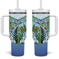Aotearoa New Zealand Natural Plants Tumbler With Handle Pohutukawa with Silver Ferns Koru Frond Maori Tattoos