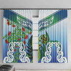 Aotearoa New Zealand Natural Plants Window Curtain Pohutukawa with Silver Ferns Koru Frond Maori Tattoos