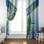 Aotearoa New Zealand Natural Plants Window Curtain Pohutukawa with Silver Ferns Koru Frond Maori Tattoos