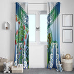 Aotearoa New Zealand Natural Plants Window Curtain Pohutukawa with Silver Ferns Koru Frond Maori Tattoos