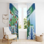 Aotearoa New Zealand Natural Plants Window Curtain Pohutukawa with Silver Ferns Koru Frond Maori Tattoos