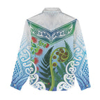 Aotearoa New Zealand Natural Plants Women Casual Shirt Pohutukawa with Silver Ferns Koru Frond Maori Tattoos