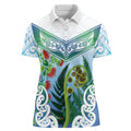 Aotearoa New Zealand Natural Plants Women Polo Shirt Pohutukawa with Silver Ferns Koru Frond Maori Tattoos