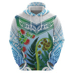 Aotearoa New Zealand Natural Plants Zip Hoodie Pohutukawa with Silver Ferns Koru Frond Maori Tattoos