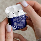 New Zealand Sea Animals with Maori Tribal Tattoo AirPods Case Blue Color