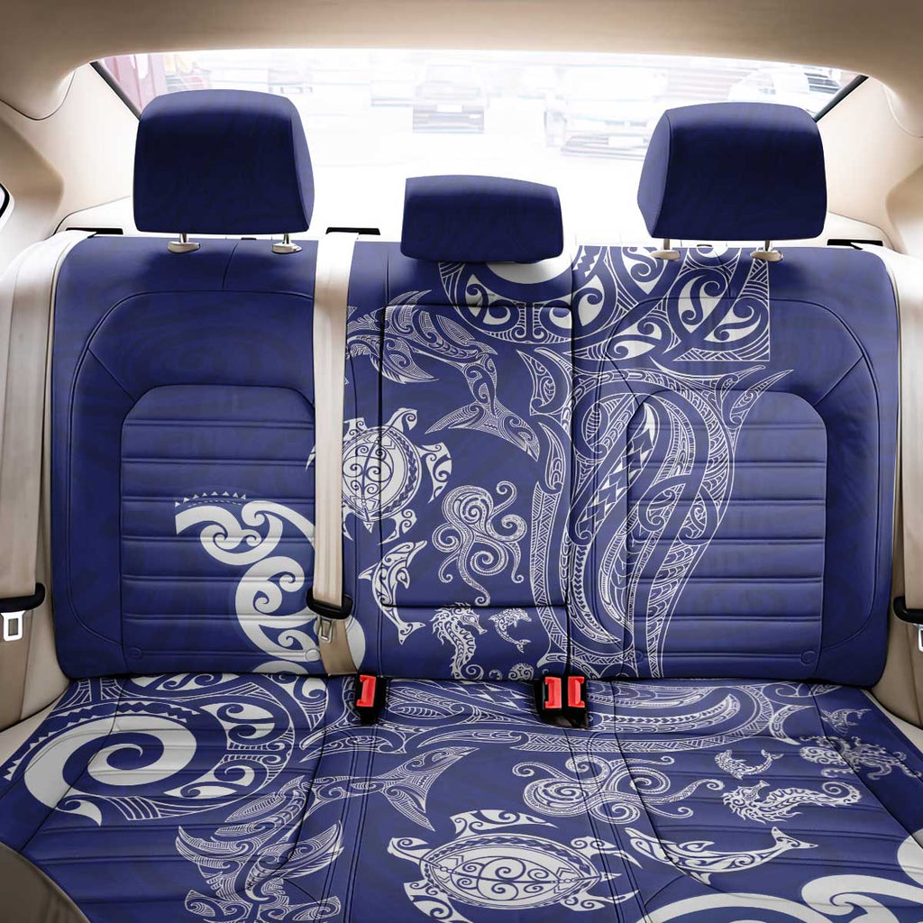 New Zealand Sea Animals with Maori Tribal Tattoo Back Car Seat Cover Blue Color