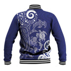 New Zealand Sea Animals with Maori Tribal Tattoo Baseball Jacket Blue Color