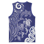 New Zealand Sea Animals with Maori Tribal Tattoo Basketball Jersey Blue Color