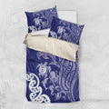 New Zealand Sea Animals with Maori Tribal Tattoo Bedding Set Blue Color