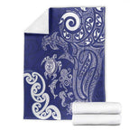 New Zealand Sea Animals with Maori Tribal Tattoo Blanket Blue Color