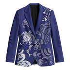 New Zealand Sea Animals with Maori Tribal Tattoo Blazer Blue Color