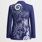New Zealand Sea Animals with Maori Tribal Tattoo Blazer Blue Color