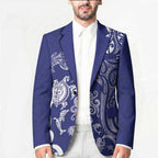 New Zealand Sea Animals with Maori Tribal Tattoo Blazer Blue Color