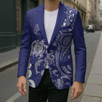 New Zealand Sea Animals with Maori Tribal Tattoo Blazer Blue Color