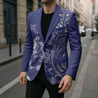 New Zealand Sea Animals with Maori Tribal Tattoo Blazer Blue Color