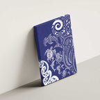 New Zealand Sea Animals with Maori Tribal Tattoo Canvas Wall Art Blue Color