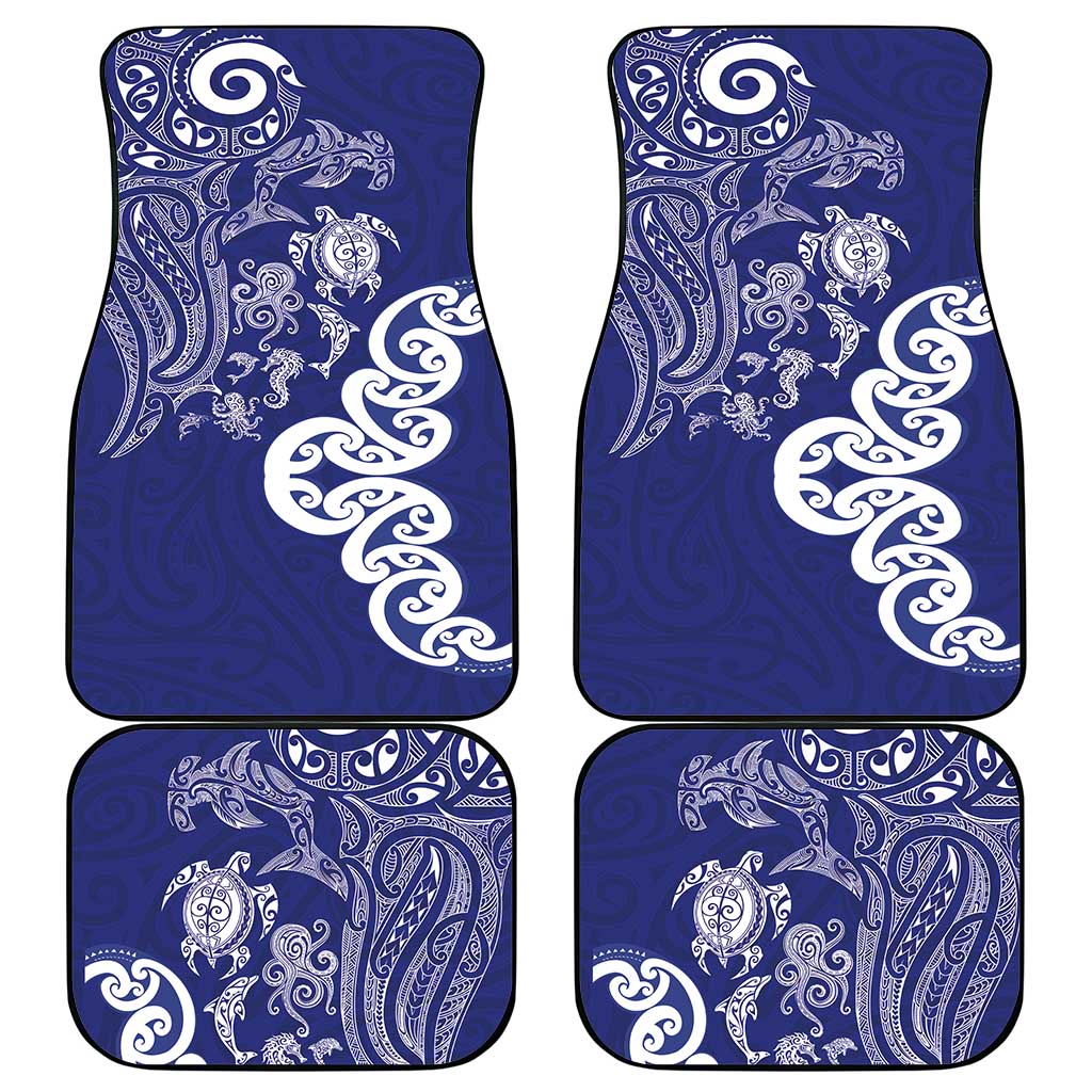 New Zealand Sea Animals with Maori Tribal Tattoo Car Mats Blue Color