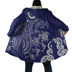 New Zealand Sea Animals with Maori Tribal Tattoo Cloak Blue Color