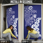 New Zealand Sea Animals with Maori Tribal Tattoo Door Cover Blue Color