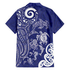 New Zealand Sea Animals with Maori Tribal Tattoo Family Matching Mermaid Dress and Hawaiian Shirt Blue Color