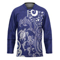 New Zealand Sea Animals with Maori Tribal Tattoo Hockey Jersey Blue Color