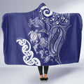 New Zealand Sea Animals with Maori Tribal Tattoo Hooded Blanket Blue Color
