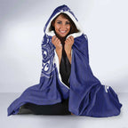 New Zealand Sea Animals with Maori Tribal Tattoo Hooded Blanket Blue Color