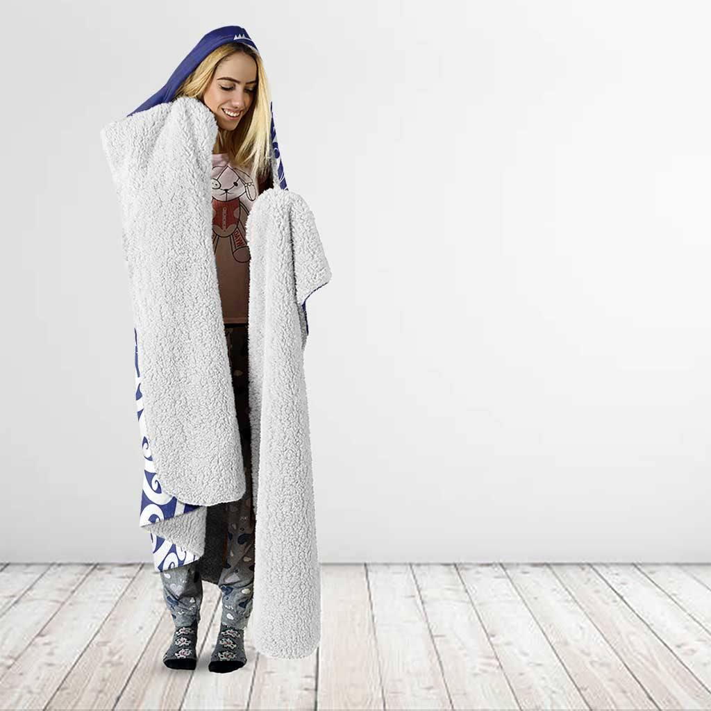 New Zealand Sea Animals with Maori Tribal Tattoo Hooded Blanket Blue Color