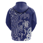New Zealand Sea Animals with Maori Tribal Tattoo Hoodie Blue Color