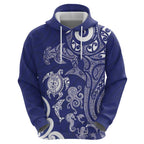 New Zealand Sea Animals with Maori Tribal Tattoo Hoodie Blue Color