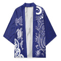 New Zealand Sea Animals with Maori Tribal Tattoo Kimono Blue Color