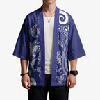 New Zealand Sea Animals with Maori Tribal Tattoo Kimono Blue Color