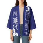 New Zealand Sea Animals with Maori Tribal Tattoo Kimono Blue Color