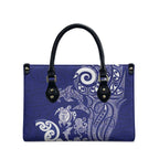 New Zealand Sea Animals with Maori Tribal Tattoo Leather Bag Blue Color