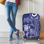New Zealand Sea Animals with Maori Tribal Tattoo Luggage Cover Blue Color