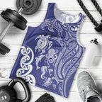 New Zealand Sea Animals with Maori Tribal Tattoo Men Tank Top Blue Color