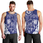 New Zealand Sea Animals with Maori Tribal Tattoo Men Tank Top Blue Color