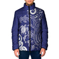 New Zealand Sea Animals with Maori Tribal Tattoo Padded Jacket Blue Color