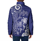 New Zealand Sea Animals with Maori Tribal Tattoo Padded Jacket Blue Color