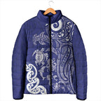 New Zealand Sea Animals with Maori Tribal Tattoo Padded Jacket Blue Color