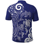 New Zealand Sea Animals with Maori Tribal Tattoo Polo Shirt Blue Color