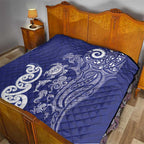 New Zealand Sea Animals with Maori Tribal Tattoo Quilt Blue Color