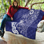 New Zealand Sea Animals with Maori Tribal Tattoo Quilt Blue Color